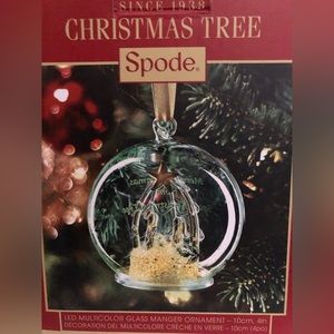 Spode Nativity Manger Light Up Color Changing Christmas Ornament ~ NIB